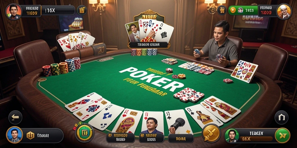 Tampilan gameplay Poker yang seru dan mendebarkan dalam 116X.