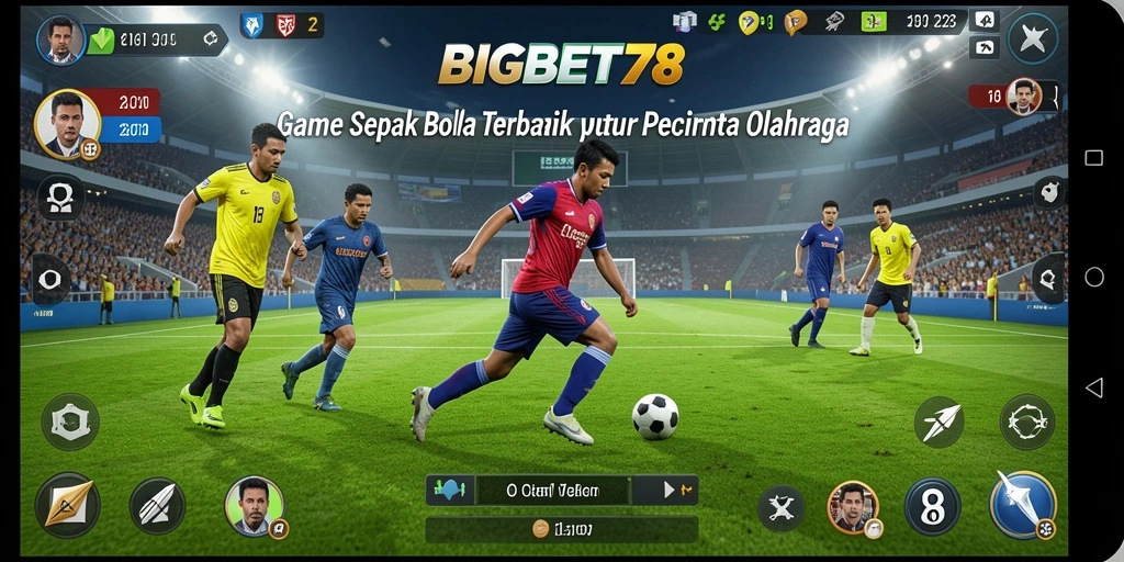 Tampilan gameplay seru dari BIGBET78 dalam pertandingan sepak bola.
