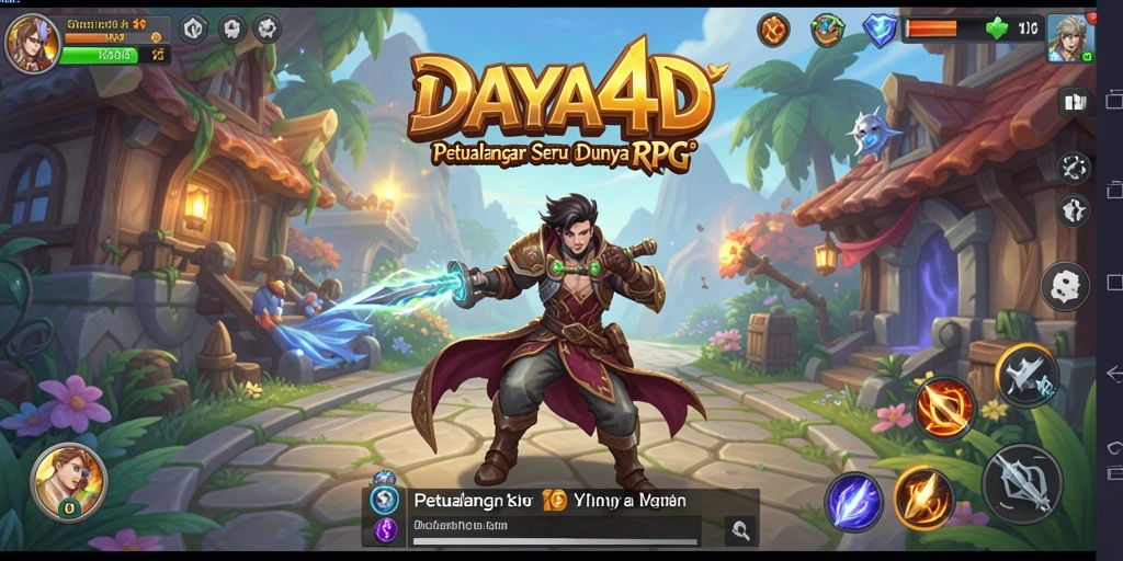 Screenshot DAYA4D menunjukkan aksi pertarungan epik dalam dunia RPG.