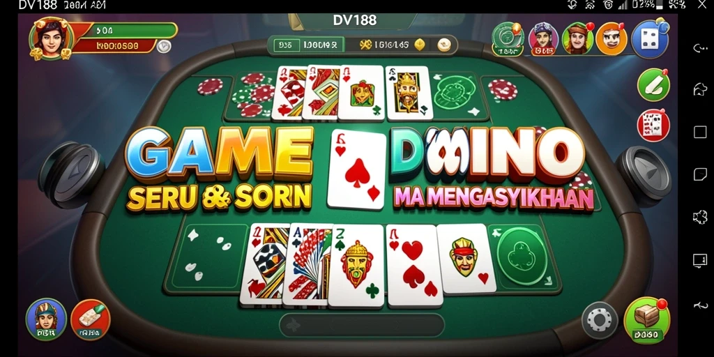 Screenshot gameplay DV188 menampilkan suasana permainan Domino yang seru.