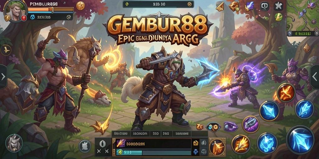 Screenshot gameplay seru dari GEMBUR88 menampilkan aksi pertarungan ARPG.