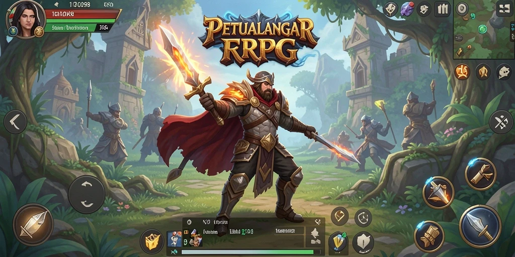 Tampilan gameplay epik dalam dunia RPG yang menakjubkan.