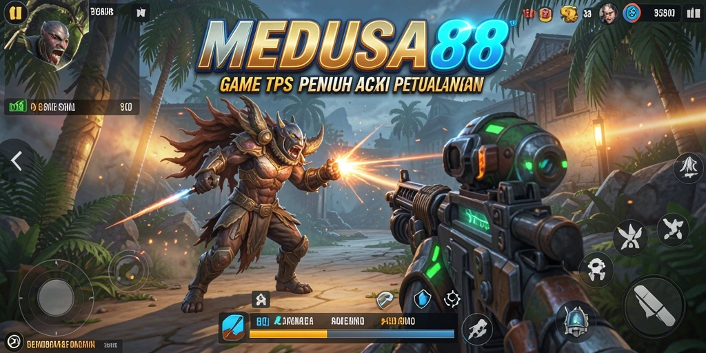 Tampilan gameplay menarik dari MEDUSA88 dalam pertempuran TPS.