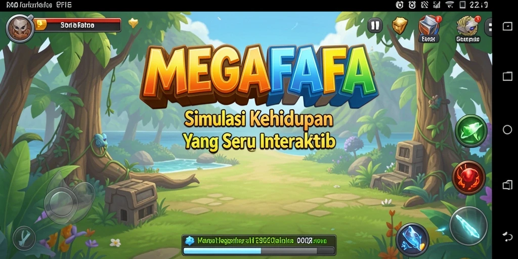 Screenshot MEGAFAFA menampilkan karakter berinteraksi di dunia simulasi yang hidup.