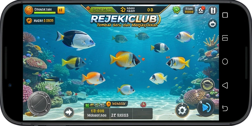Tangkapan layar gameplay seru di REJEKICLUB dengan berbagai ikan berwarna-warni.