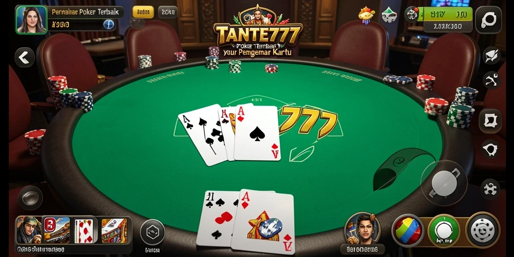Tampilan gameplay menegangkan dengan kartu dan pemain aktif di TANTE777.
